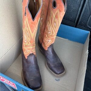 Tony Lama Orange and Brown Women's Heeled Cowboy Boots